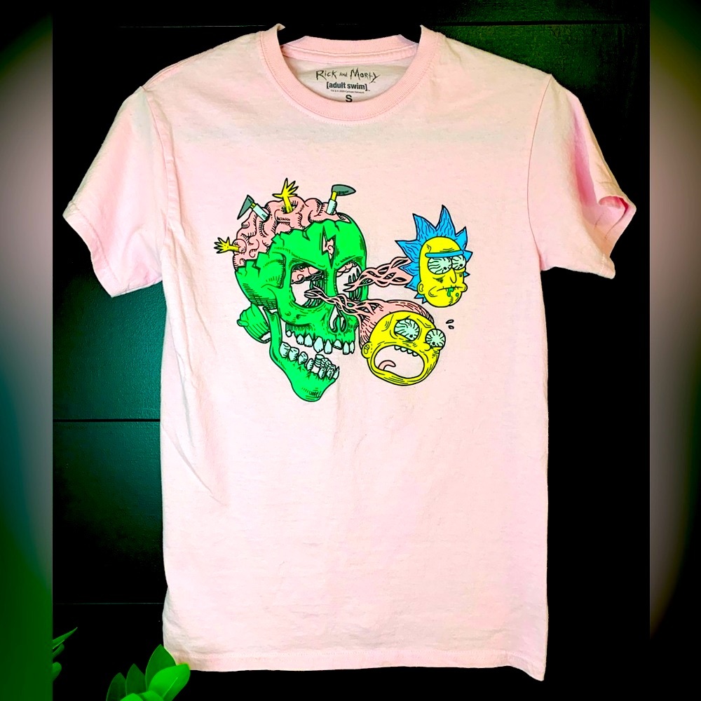 Rick and Morty T-Shirt. Adult Swim. Pink. Size S. EUC Unisex - Picture 2 of 5